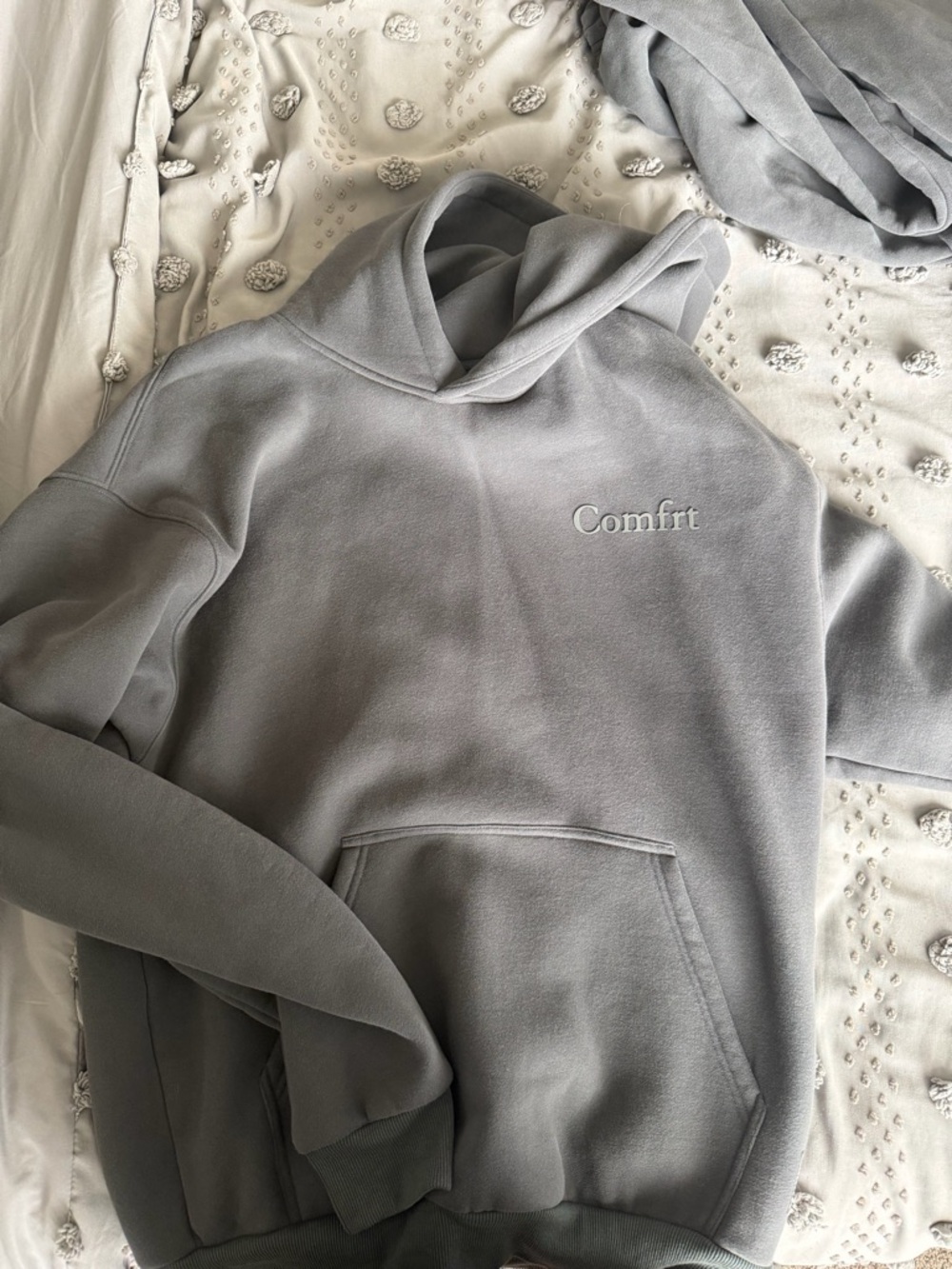 Comfrt Embroidered Hooded Sweatshirt - Gray